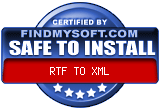 Safetoinstall Award for RTF TO XML Converter